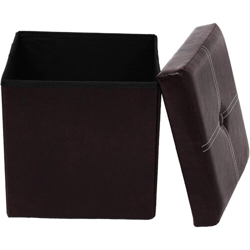 Οθωμανική Βάση Αποθήκευσης Cube, Μαύρο, Πτυσσόμενο & Κομψό, Ευρύχωρη Κρυφή 2