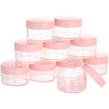 Refillable Acrylic Jars For Cosmetics, 10G Leak Proof And Safe And Reusable Containers With Pink Lids (15PCS)