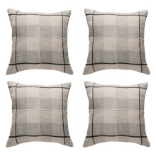 Decorative Throw Pillow Covers For Rustic Design, Classic Black And White Strong Chain Stitching, Linen Blend Soft Comfortable Fabric, Set Of 4pcs 45X