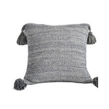 Housses de coussin décoratives style ferme, style rustique avec rayures à pompons, lavables en machine (lot de 2), pour toutes les pièces.