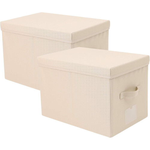 Large Storage Boxes for Organizing Wire Shelves, Collapsible Storage Bins with Lids for Easy Carrying and Stackable Fabric Storage Boxes (2 Pack)