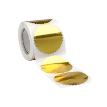 100/250PCS Golden Certificate Round Gear Labels Award Legal-D