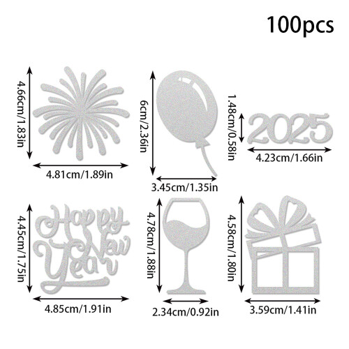 100Pcs Vibranting Confettis for Memory New Year-Silver 2