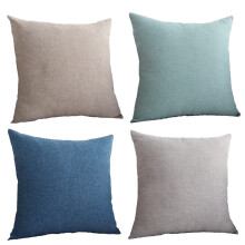 Housses de coussin modernes et confortables, coloris uni, fermeture éclair invisible pour une insertion facile, mélange de coton et lin résistant,