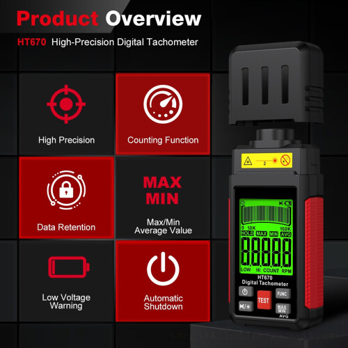 High Accuracy Digital Tachometer Double Use Contact Contactless 2