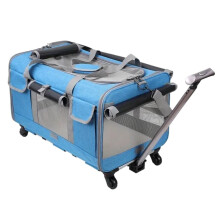Portable Pet Trolley Case Detachable Dog Carrier Foldable Cat Travel Carrier For Cats And Dogs Large Blue