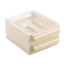 Double Layer Drawer Storage Box Two Tier Egg Organizer Refrigerator Egg Dispenser Cream Color Kitchen Utensils Storage