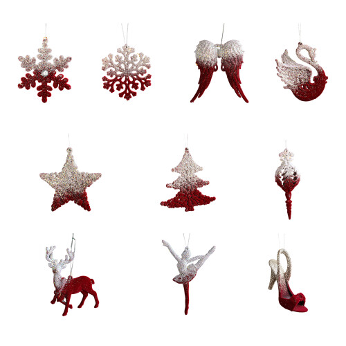 Luxurious Tree Ornaments Collection Flocking Snowflake-Elk 1