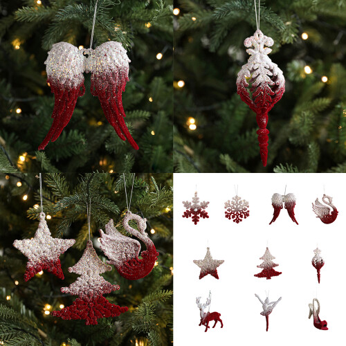 Luxurious Tree Ornaments Collection Flocking Snowflake-Elk 2