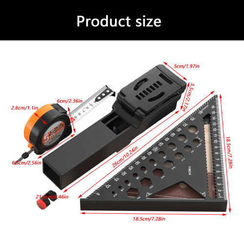 Double porte-outils 5M, ruban rétractable en acier, règles 2