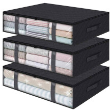 Under Bed Storage Containers with Clear Window, Reinforced Handles Thick Fabric Storage Bins Foldable Storage Box for Clothes Bedding Blankets Organiz