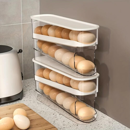 Refrigerator Egg Storage Box Automatic Scrolling Egg Holder Large Capacity Kitchen Organizer For Refrigerator 1