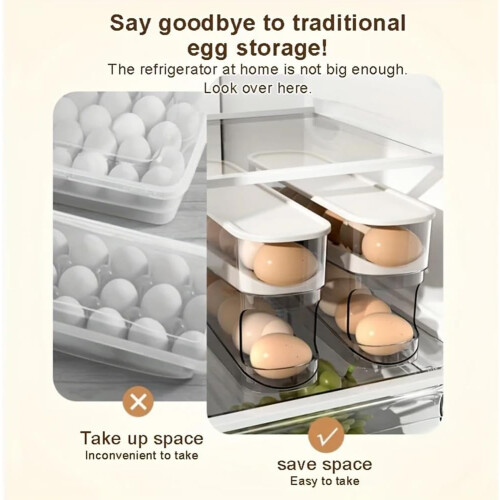 Refrigerator Egg Storage Box Automatic Scrolling Egg Holder Large Capacity Kitchen Organizer For Refrigerator 2