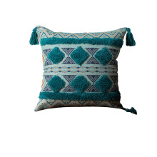 Housse de coussin décorative bohème style ferme, en tissu texturé épais et résistant, idéale pour égayer n'importe quelle pièce ou canapé