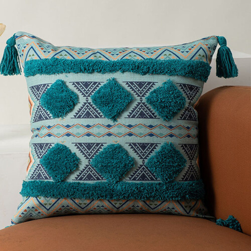 Διακοσμητικό μαξιλάρι Boho σε στυλ αγροικίας, με χοντρά και ανθεκτικά υφάσματα με 2