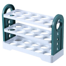 Flippable Refrigerator Egg Trays 3Layer 30Count Egg Holder, White Plastic Fridge Organizer For Side Door Or Countertop