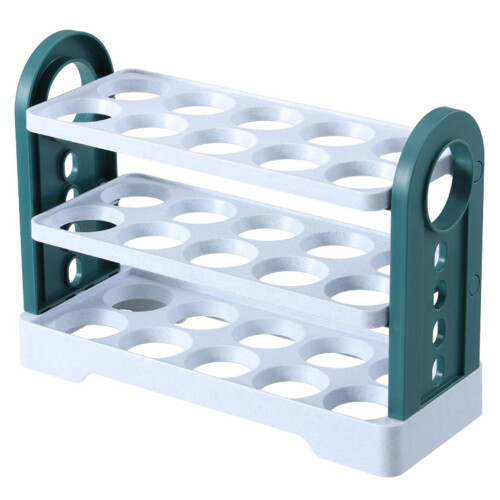 Flippable Refrigerator Egg Trays 3Layer 30Count Egg Holder, White Plastic Fridge Organizer For Side Door Or Countertop
