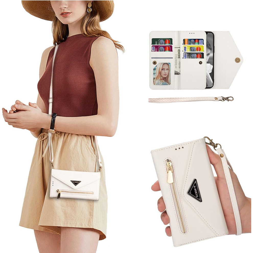 Zippered Pouch For Iphone 13 Pro Max, Detachable Crossbody Strap Crossbody Wallet Case Ensures Scratch Resistance And Magnetic Closure 9060116326563
