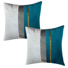 Housse de coussin de canapé, coussin décoratif élégant en velours color block, motif patchwork pour un salon simple et tendance, coussin lombaire