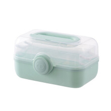 Medische opbergdoos met 3-laags opklapbaar dienblad, drielaagse plastic opbergdoos, multifunctionele opbergorganizer met transparant deksel en