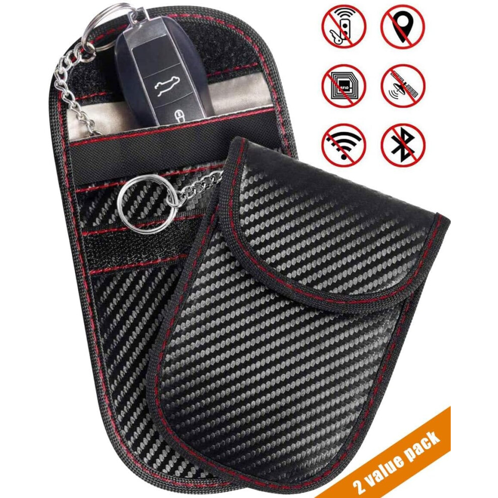 Anti Theft Faraday Pouch, Car Key Fob Protection, 4" X 3", 2 Pack Carbon Fiber Fabric, Lifetime Warranty 9060116317738