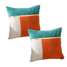 Turquoise Velvet Decorative Pillow, Color Matching Invisible Zipper Cushion Case, For Living Room Couch Bed, 2PCS
