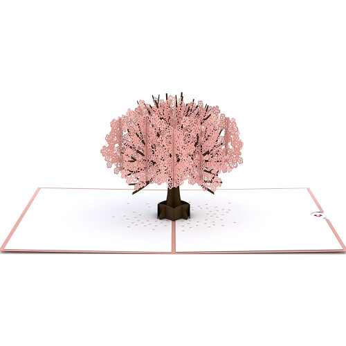 Κάρτα Cherry Blossom3D Pop-Up, Οικολογική Τέχνη από Χαρτί, Ρομαντική Χαιρετισμός για το 2
