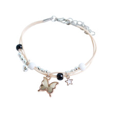 Elegant Butterfly Pendant Jewelry Bracelet Adjustable-Black