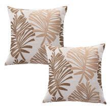 Coussin décoratif d'extérieur résistant aux couleurs et durable, housses de coussin décoratives en lin avec fermeture éclair invisible, lot de 2