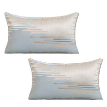 Ensemble de 2 taies d'oreiller à rayures en cuir doré, jetés de lit décoratifs bohèmes avec motif soleil, en velours luxueux brodé, pour