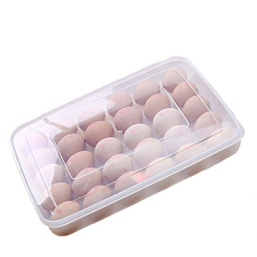 Egg Carton For 30 Eggs Plastic With Lid Refrigerator Container Transparent Organizer