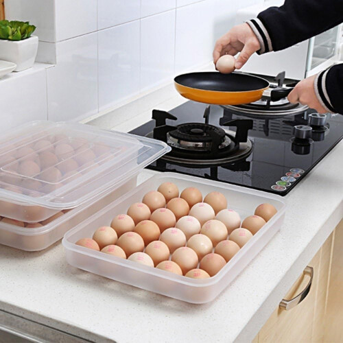 Egg Carton For 30 Eggs Plastic With Lid Refrigerator Container Transparent Organizer 1