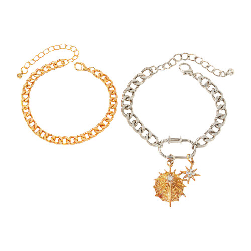 Lot de 2 bracelets bloquant les couleurs, Design à breloque