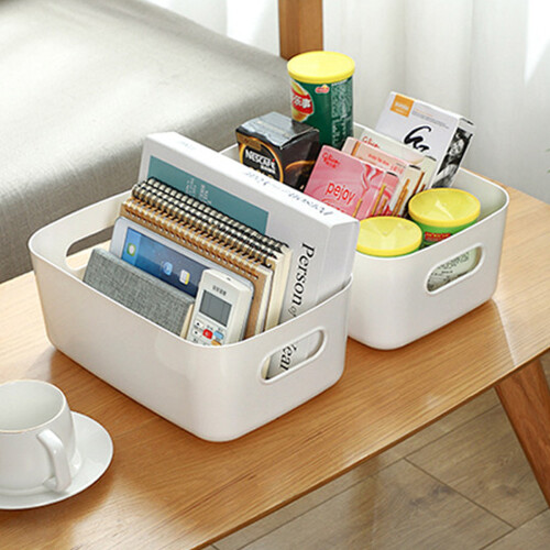 Storage Baskets for Home Organization, Minimalist Design with Built-in Handles, Durable Construction Using Non-toxic Material, Stackable Plastic Organ 2