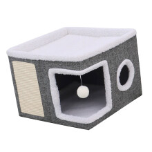 Double Side Plush Cats Bed Folding Shelter House For Cold