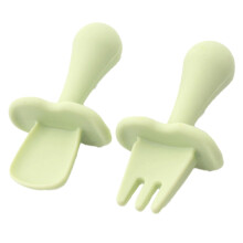 Silikonbesteck für die Baby-Led Weaning-Methode, ergonomischer, kurzer, abgerundeter Griff für selbstständiges Füttern, Schutzbarriere für mehr