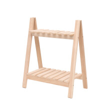 Organizador de mesa versátil com prateleiras em formato de escada que economizam espaço, suporte decorativo natural dobrável para plantas, suporte