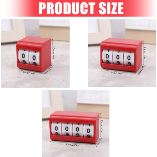 Clear Display Plastic Scorekeeper Recyclable-Three digits Red 2