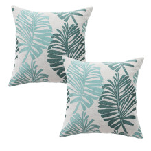 Housses de coussin décoratives pour canapé, motif jacquard double face, lot de 2 pour salon et chambre (45 x 45 cm, lin)