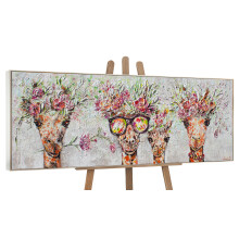 HandPainted Acrylic Canvas Painting Framed Wall Art 60x20 Inch Beige Frame 152.4x50.8 CM