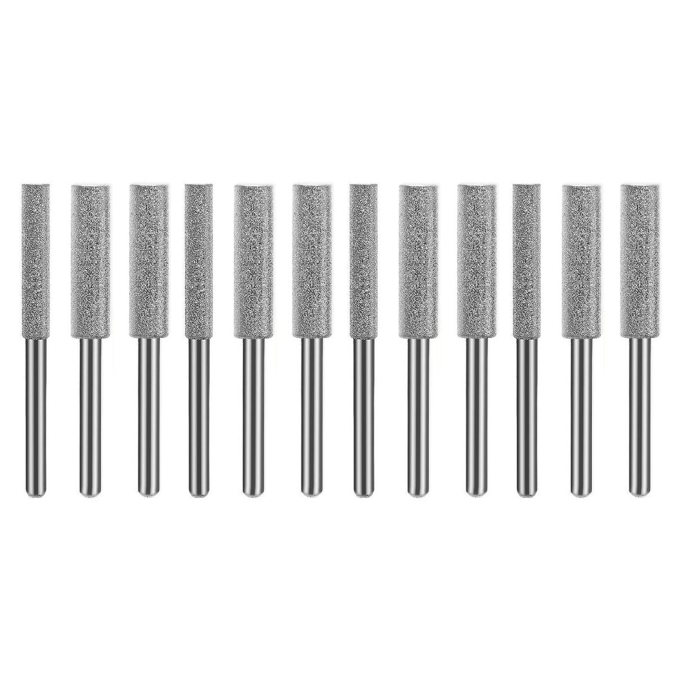 12Pcs Diamantine Chainsaw Grinding Heads Abrasive Tip-Silver 7754000779659