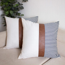 Housses de coussin faciles à assortir, style ferme, couleur beige moderne, lin texturé à rayures, décoration intérieure, fermeture éclair
