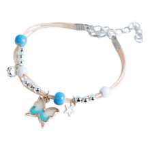 Bracelet pendentif papillon coloré, longueur réglable,-Bleu