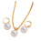 Ensemble de bijoux perles/coeur, collier léger-Or blanc nacré C. 1
