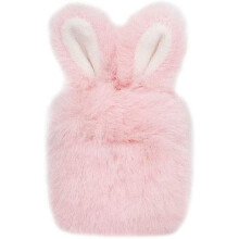 Capa de luxo para AirPods, feita de silicone com design 3D fofo, capa protetora com orelhas de coelho de pelúcia, compatível com carregamento sem