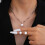 Ensemble de bijoux perles/coeur, collier léger-Or blanc nacré C. 7