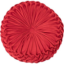 Coussin décoratif chic en velours doux et luxueux, orné d'un plissé artisanal raffiné. Diamètre : 38 cm. Nettoyage à sec.