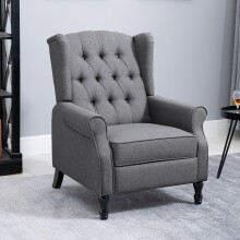 HOMCOM Manual Reclining Armchair Recliner with Retractable Footrest Light Grey