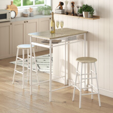 HOMCOM 3-Piece Dining Set with 2 Matching Chairs and 1 Table, White and Oak