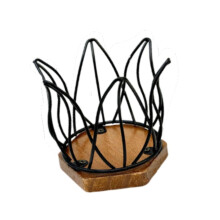 Dispensador de Filtros de Café, Porta-Cápsulas de Café Multiuso com Base de Madeira, Cesto de Armazenamento de Cápsulas de Café em Arame